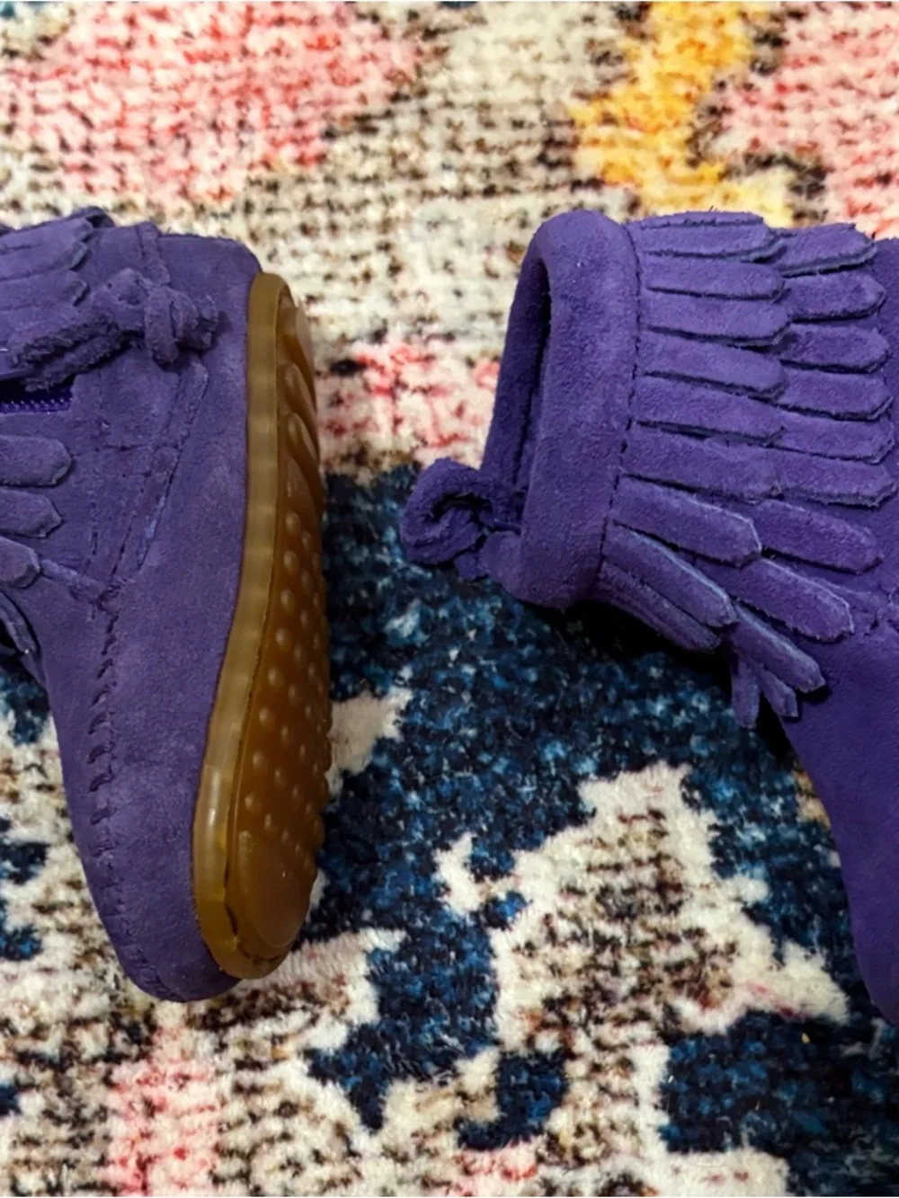 Minnetonka Purple Fringe Moccasin Booties for baby